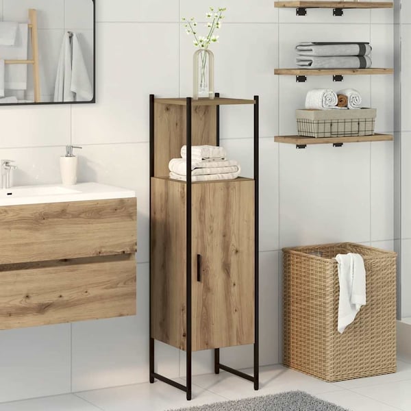 vidaXL Baderomsskap artisan eik 33x33x120,5 cm konstruert tre