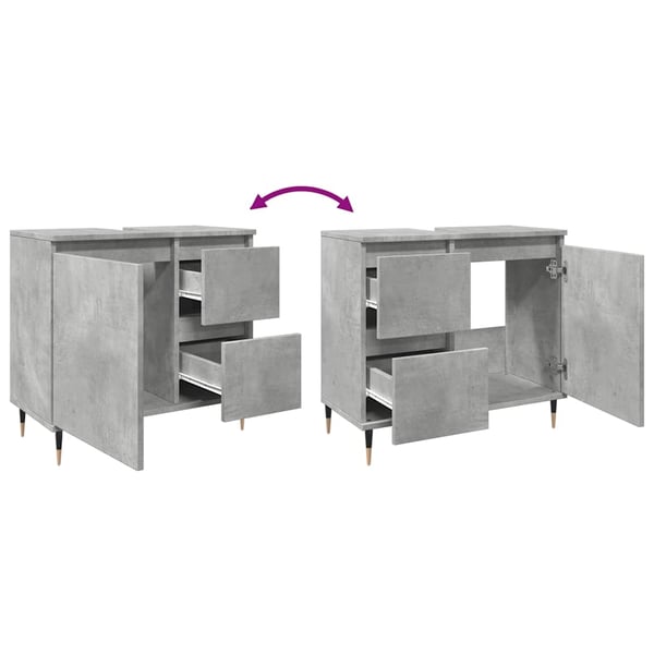 vidaXL Baderomsskap betonggrå 65x33x60 cm konstruert tre