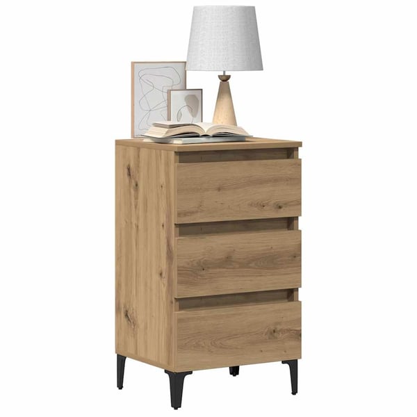 vidaXL Nattbord med metallben artisan eik 40x35x69 cm