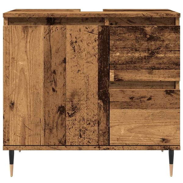 vidaXL badeværelsesskab 65x33x60 cm konstrueret træ antikt træ