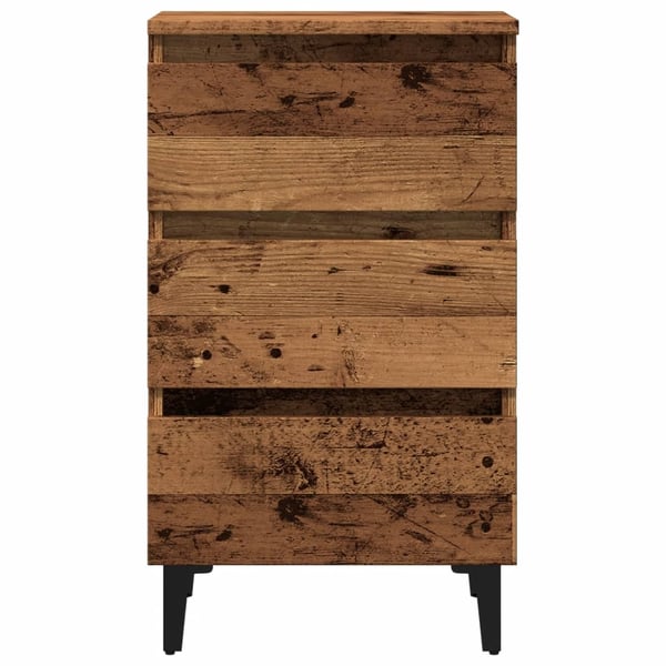 vidaXL sengeskab m. metalben 40x35x69 cm antikt træ