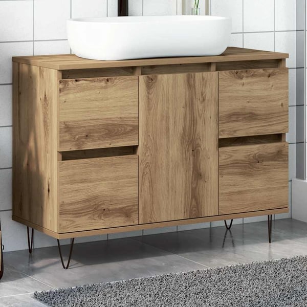 vidaXL badeværelsesskab 80x33x60 cm konstrueret træ kunsteg
