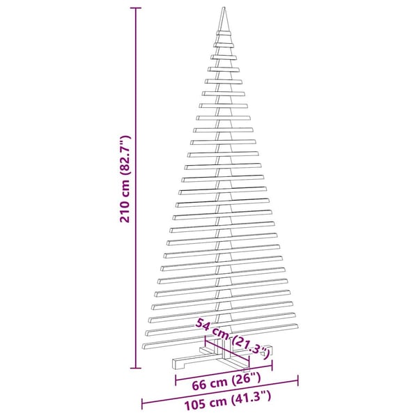 vidaXL Juletre av tre til pynt 210 cm heltre furu