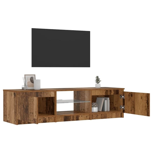 vidaXL TV-benk med LED-lys gammelt tre 140x40x36 cm konstruert tre