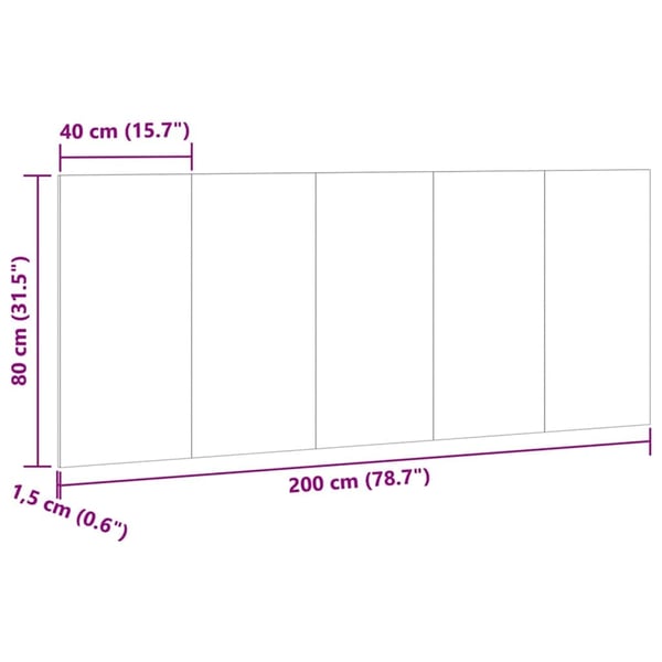 vidaXL Sengegavl artisan eik 200x1,5x80 cm konstruert tre