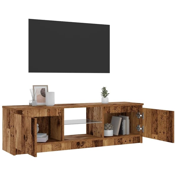 vidaXL TV-benk med LED-lys gammelt tre 120x30x36 cm konstruert tre