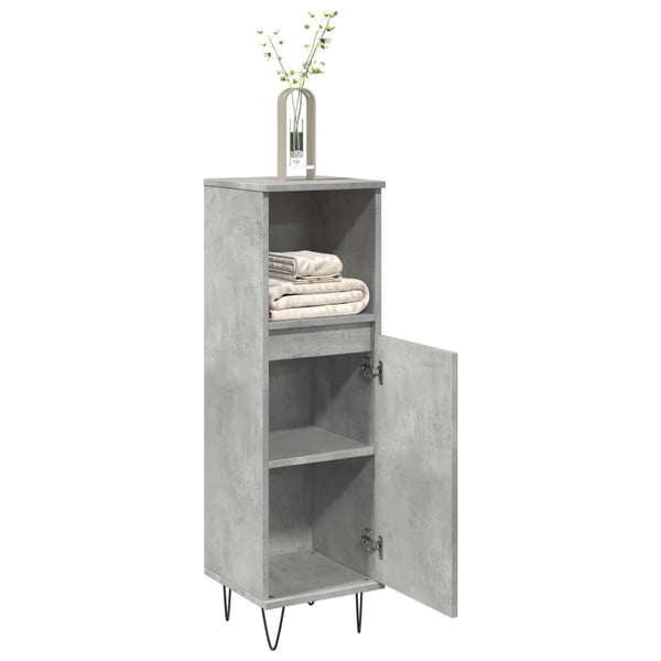 vidaXL Baderomsskap betonggrå 30x30x100 cm konstruert tre