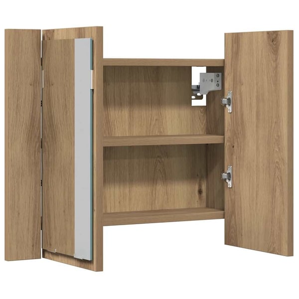 vidaXL Speilskap med LED artisan eik 60x12x45 cm konstruert tre