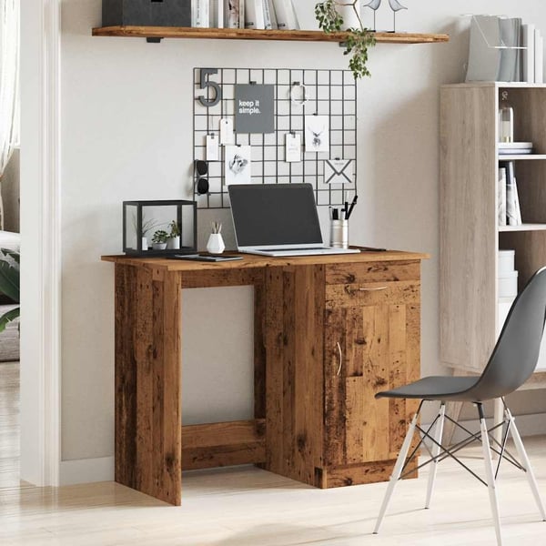 vidaXL Skrivebord gammelt tre 100x50x76 cm konstruert tre