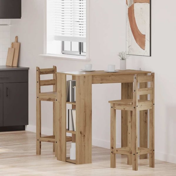 vidaXL barbord med hylde 102x50x103,5 cm konstrueret træ kunsteg