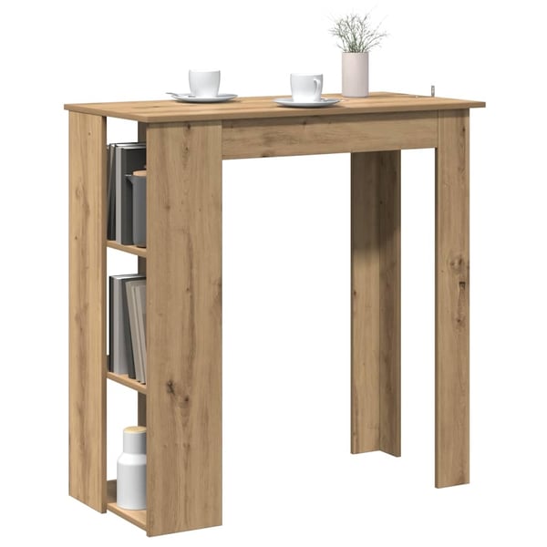 vidaXL barbord med hylde 102x50x103,5 cm konstrueret træ kunsteg