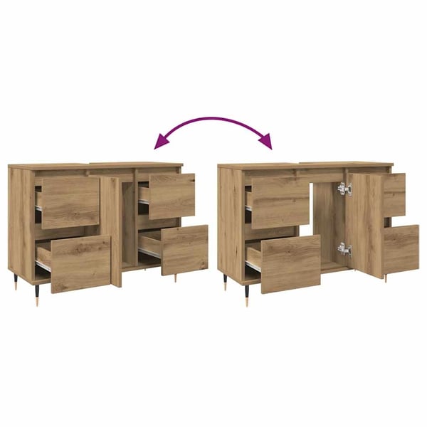 vidaXL Baderomsskap artisan eik 80x33x60 cm konstruert tre