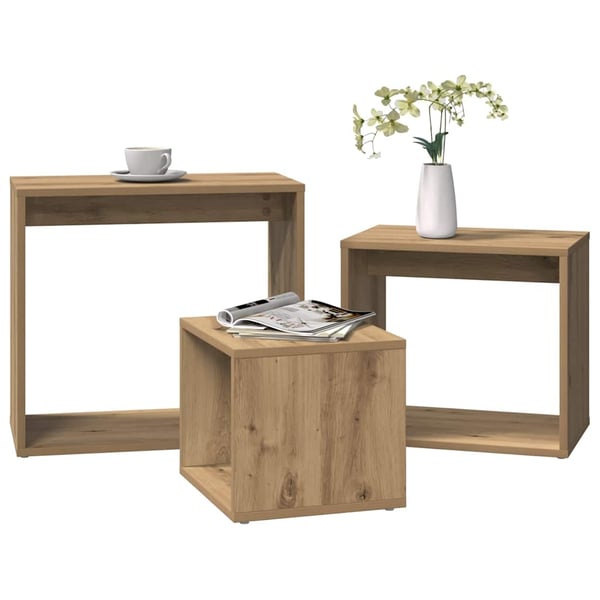 vidaXL Stablebord 3 stk artisan eik konstruert tre
