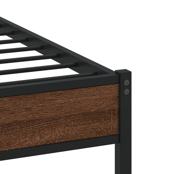 vidaXL Sengeramme i metall uten madrass brun eik 200x200 cm