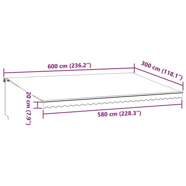vidaXL Manuell uttrekkbar markise antrasitt og hvit 600x300 cm