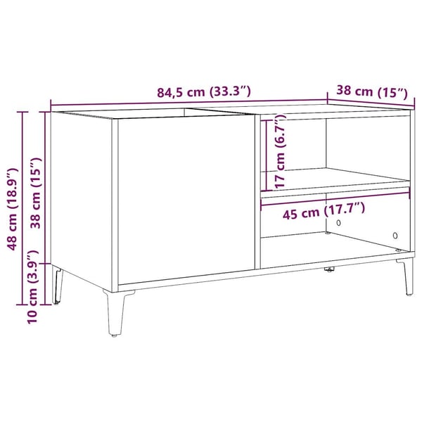 vidaXL vinylskab 84,5x38x48 cm konstrueret træ antikt trælook
