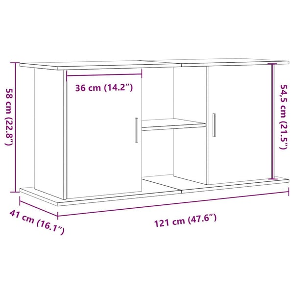 vidaXL Akvariumstativ gammelt tre 121x41x58 cm konstruert tre