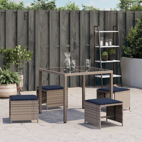 vidaXL haveskamler 4 stk. med hynder 40x40x35 cm polyrattan grå