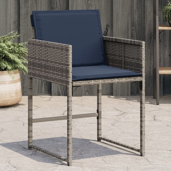 vidaXL havestole med hynder 4 stk. polyrattan grå
