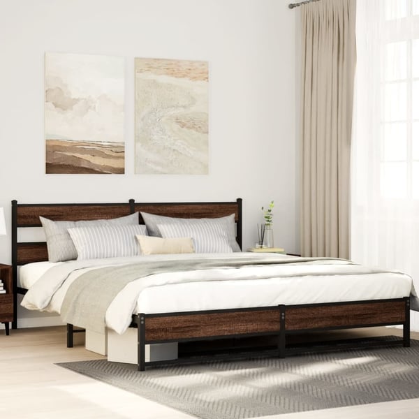 vidaXL sengeramme uden madras 183x213 cm metal brun egetræsfarve