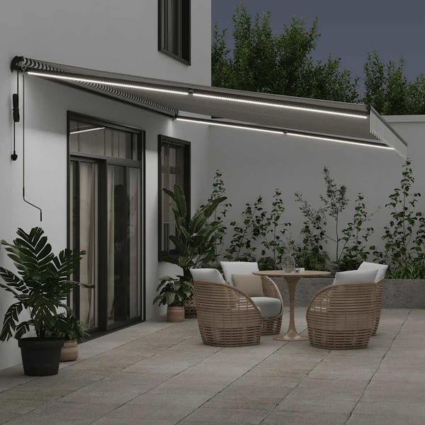vidaXL Automatisk uttrekkbar markise LED antrasitt og hvit 600x300 cm