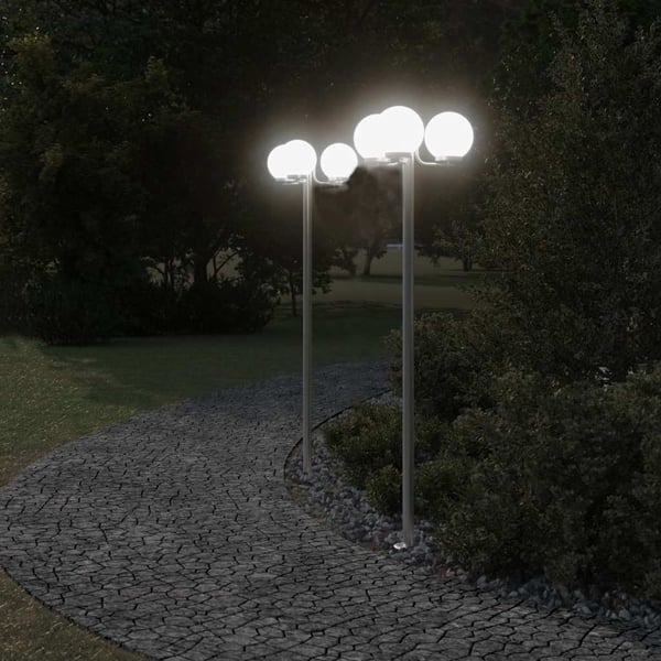 vidaXL Utendørs gulvlamper 2 stk sølv 215 cm rustfritt stål