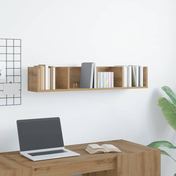vidaXL Veggmontert CD-hylle artisan eik 100x18x18 cm konstruert tre