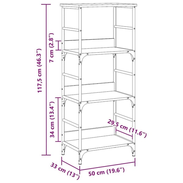 vidaXL bogskab 50x33x117,5 cm konstrueret træ kunsteg