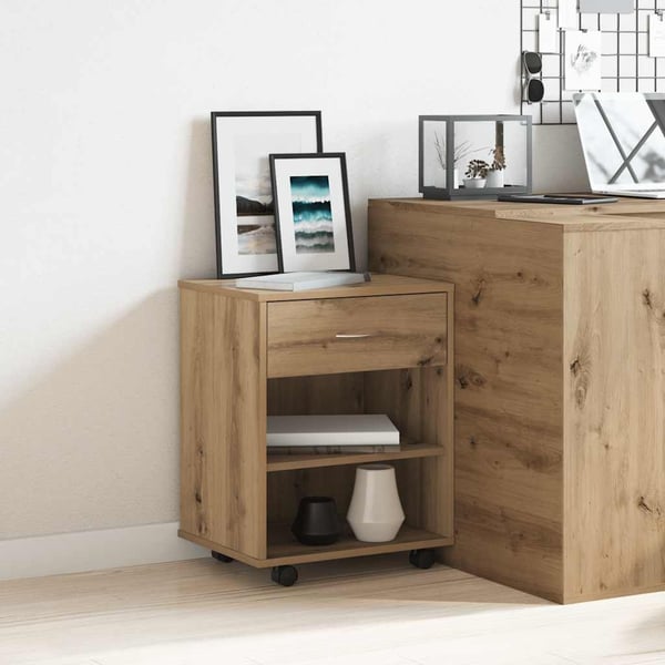 vidaXL Rulleskap artisan eik 46x36x59 cm konstruert tre