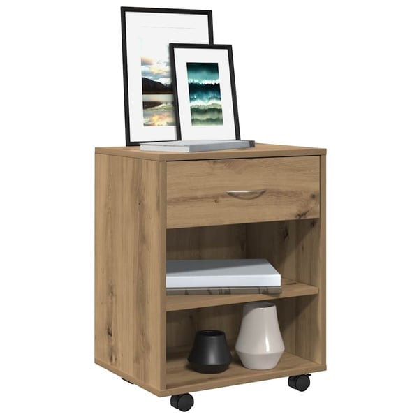 vidaXL Rulleskap artisan eik 46x36x59 cm konstruert tre