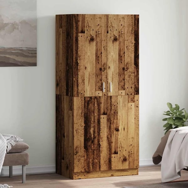 vidaXL Garderobe gammelt tre 90x52x200 cm konstruert tre