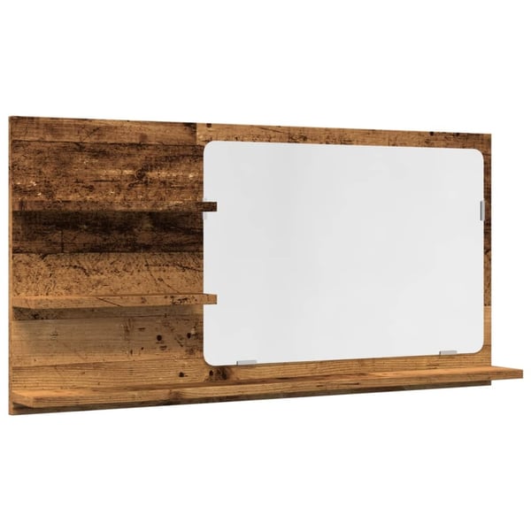 vidaXL Baderomshylle med speil gammelt tre 90x11x45 cm konstruert tre