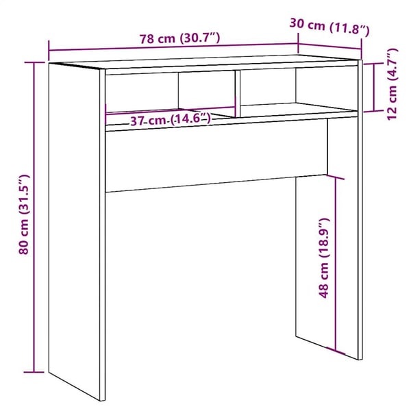 vidaXL Konsollbord gammelt tre 78x30x80 cm konstruert tre
