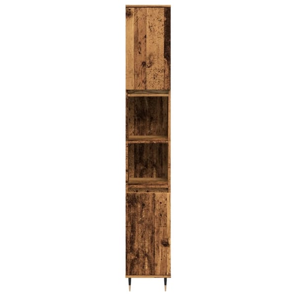 vidaXL Baderomsskap gammelt tre 30x30x190 cm konstruert tre