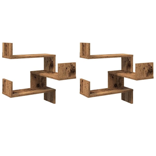 vidaXL Vegg hjørnehyller 2 stk gammelt tre 40x40x49,5cm konstruert tre