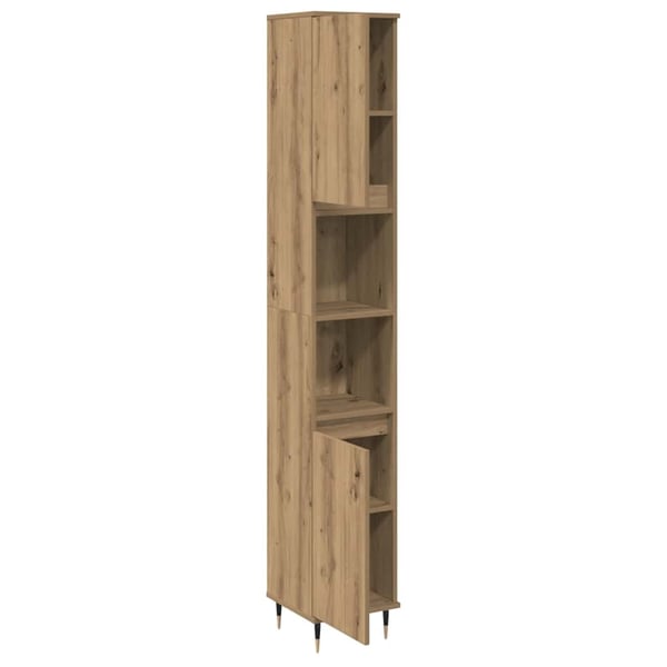 vidaXL badeværelsesskab 30x30x190 cm konstrueret træ kunsteg