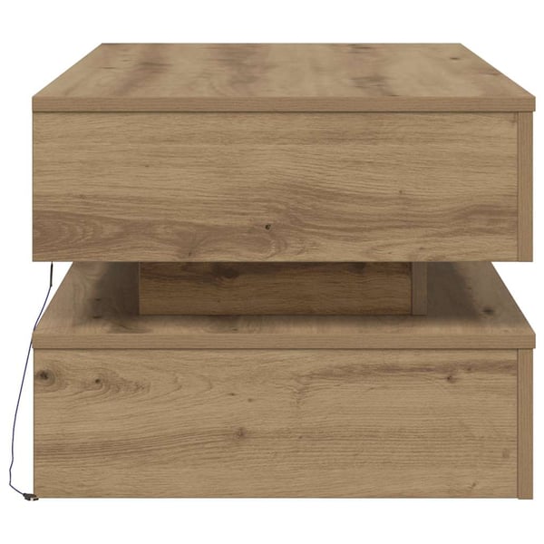vidaXL Salongbord med LED-lys artisan eik 90x50x40 cm