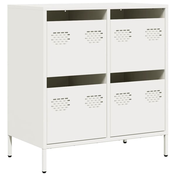 vidaXL Skjenk hvit 68x39x73,5 cm kaldvalset stål