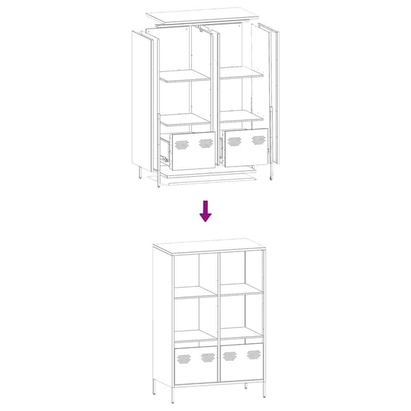 vidaXL Highboard sennepsgul 68x39x103,5 cm stål