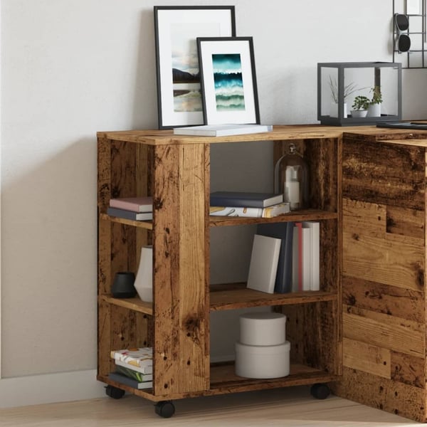 vidaXL Rulleskap gammelt tre 60x35x75 cm konstruert tre