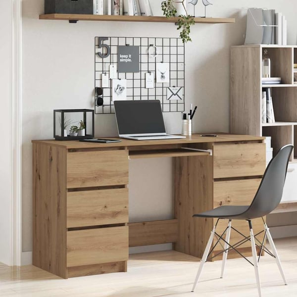 vidaXL Skrivebord artisan eik 140x50x77 cm konstruert tre