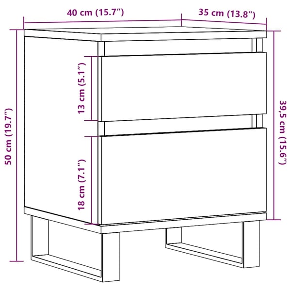 vidaXL Nattbord 2 stk artisan eik 40x35x50 cm konstruert tre
