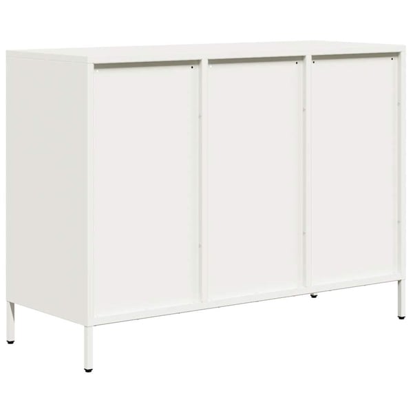 vidaXL Skjenk hvit 101,5x39x73,5 cm kaldvalset stål