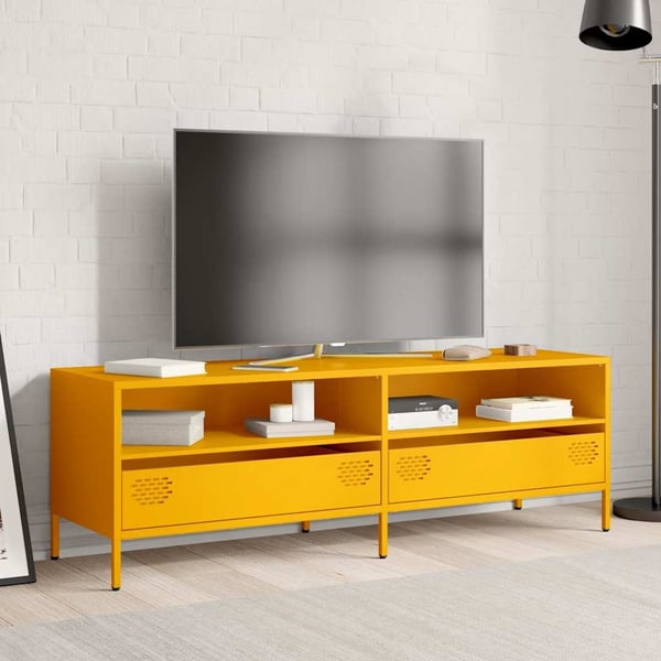 vidaXL TV-taso sinapinkeltainen 135x39x43,5 cm kylmävalssattu teräs