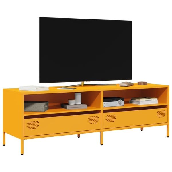 vidaXL TV-taso sinapinkeltainen 135x39x43,5 cm kylmävalssattu teräs