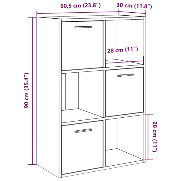 vidaXL bogreol 60,5x30x90 cm konstrueret træ kunsteg