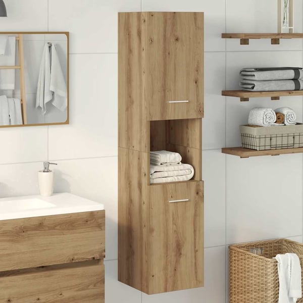 vidaXL Hengende baderomsskap artisan eik 30x30x130 cm konstruert tre