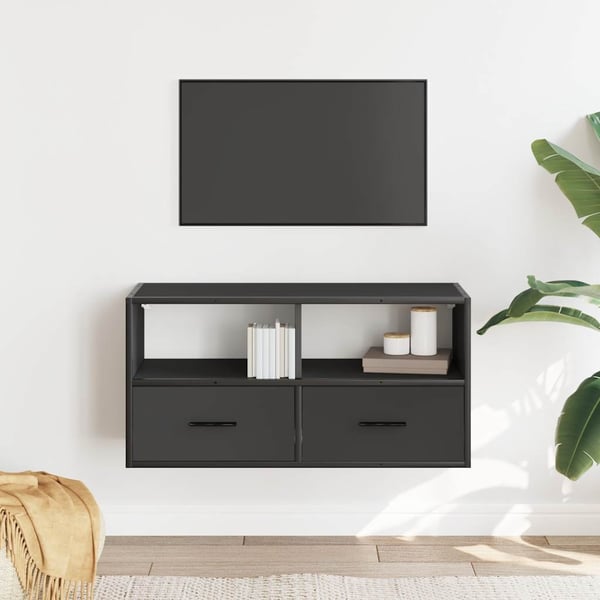 vidaXL TV-benk svart 80x31x39,5 cm konstruert tre og metall