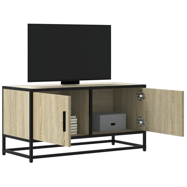 vidaXL tv-bord 80x34,5x40 cm konstrueret træ og metal sonoma-eg