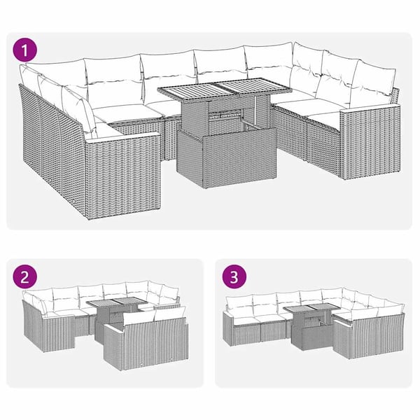 vidaXL sofasæt til haven 10 dele med hynder polyrattan akacietræ beige